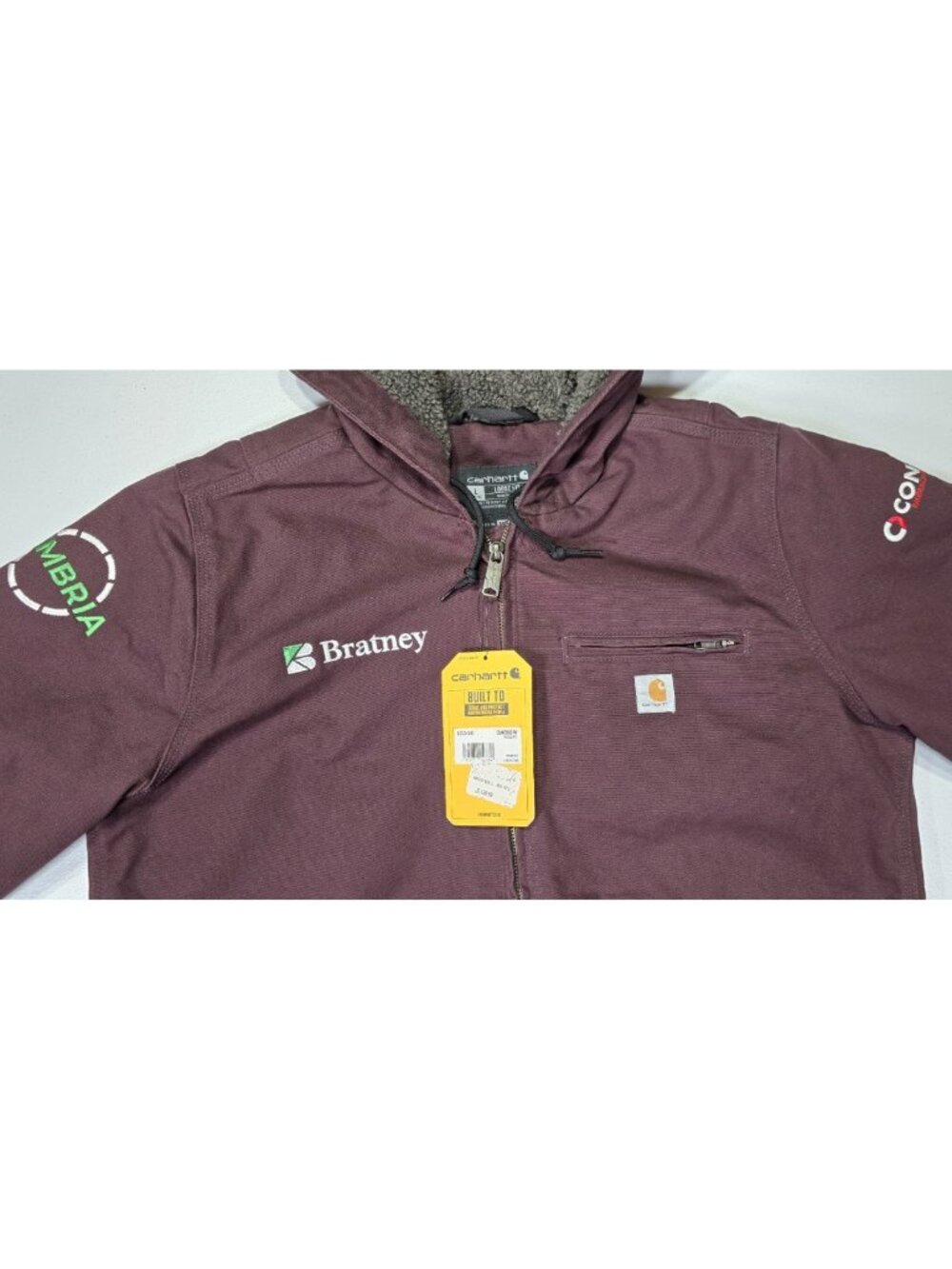 Carhartt Full Zip Duck Canvas Hooded Sherpa Lined Work Coat Jacket Women's L New - Picture 12 of 16